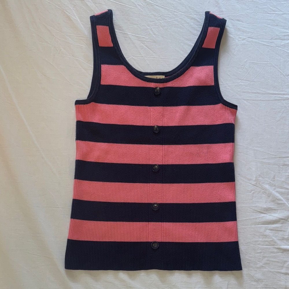 Knit Striped Pink and Navy Tank Top